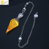 Colorful Crystal Pendulum Pendant With Natural Gravel Resin And Antique Finish Hexagon Cone Shape Electroplated Fashion Jewelry
