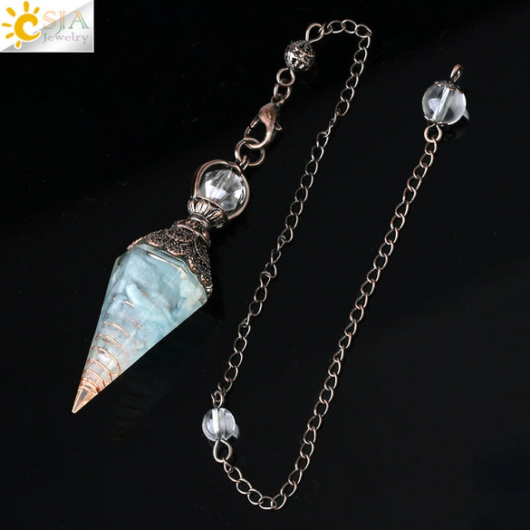 Colorful Crystal Pendulum Pendant With Natural Gravel Resin And Antique Finish Hexagon Cone Shape Electroplated Fashion Jewelry
