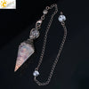 Colorful Crystal Pendulum Pendant With Natural Gravel Resin And Antique Finish Hexagon Cone Shape Electroplated Fashion Jewelry