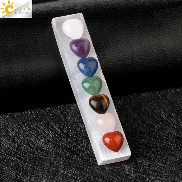 Colorful Crystal Semi Precious Stone Love Heart Decoration With Handmade Plaster Base Rectangular Shape