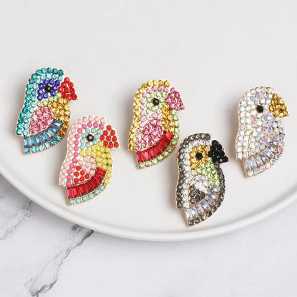 Colorful Rhinestone-studded Bird Earrings Nhjj142145