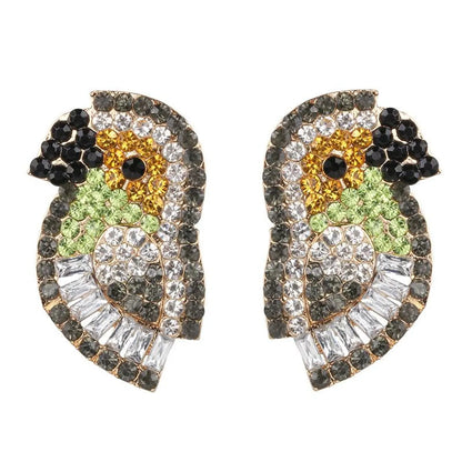 Colorful Rhinestone-studded Bird Earrings Nhjj142145