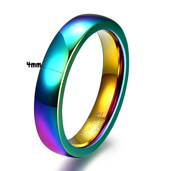 Colorful Electroplated Tungsten Steel Geometric Smooth Plain Couple Rings Unisex Fashion Jewelry Wholesale