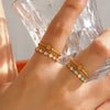 Colorful Enamel Geometric Open Ring For Women Electroplated Stainless Steel With Line Pattern