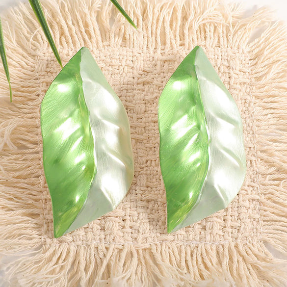 Colorful Floral Leaf Stud Earrings For Women Fashion Plated Iron Flower Jewelry With Stainless Steel Posts Wholesale
