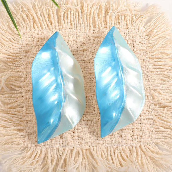 Colorful Floral Leaf Stud Earrings For Women Fashion Plated Iron Flower Jewelry With Stainless Steel Posts Wholesale