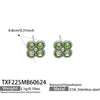 Colorful Four Leaf Flower Necklace And Earrings Jewelry Set In Stainless Steel With Gold Plated Finish Zircon Pendant And Snake Bone Chain For Women