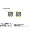 Colorful Four Leaf Flower Necklace And Earrings Jewelry Set In Stainless Steel With Gold Plated Finish Zircon Pendant And Snake Bone Chain For Women