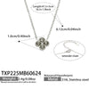 Colorful Four Leaf Flower Necklace And Earrings Jewelry Set In Stainless Steel With Gold Plated Finish Zircon Pendant And Snake Bone Chain For Women