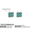 Colorful Four Leaf Flower Necklace And Earrings Jewelry Set In Stainless Steel With Gold Plated Finish Zircon Pendant And Snake Bone Chain For Women