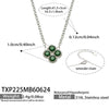 Colorful Four Leaf Flower Necklace And Earrings Jewelry Set In Stainless Steel With Gold Plated Finish Zircon Pendant And Snake Bone Chain For Women
