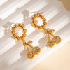 Colorful Fruitshaped Stainless Steel Earrings With Broken Diamond Zircon And 18K Gold Plated Electroplating For Women