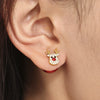 Colorful Geometric Elk Stainless Steel Earrings With Beaded Ear Plug Design Electroplated Women's Fashion Jewelry