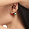 Colorful Geometric Elk Stainless Steel Earrings With Beaded Ear Plug Design Electroplated Women's Fashion Jewelry
