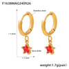 Colorful Glass Diamond Fivepointed Star Pierced Earrings Plated With Real Gold In Niche Style Made Of Stainless Steel And Glass Drill With Electroplating Process