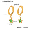 Colorful Glass Diamond Fivepointed Star Pierced Earrings Plated With Real Gold In Niche Style Made Of Stainless Steel And Glass Drill With Electroplating Process