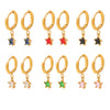 Colorful Glass Diamond Fivepointed Star Pierced Earrings Plated With Real Gold In Niche Style Made Of Stainless Steel And Glass Drill With Electroplating Process