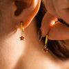 Colorful Glass Diamond Fivepointed Star Pierced Earrings Plated With Real Gold In Niche Style Made Of Stainless Steel And Glass Drill With Electroplating Process