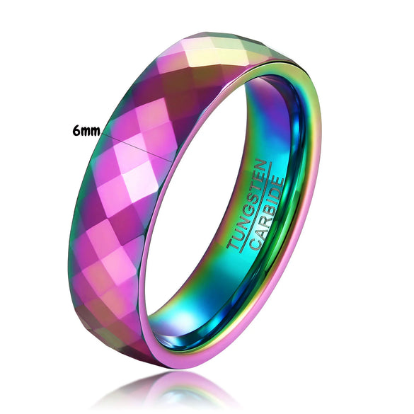 Colorful Gradient Electroplated Tungsten Steel Geometric Couple Rings With Minimalist Unisex Design Wholesale Jewelry
