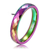 Colorful Gradient Electroplated Tungsten Steel Geometric Couple Rings With Minimalist Unisex Design Wholesale Jewelry