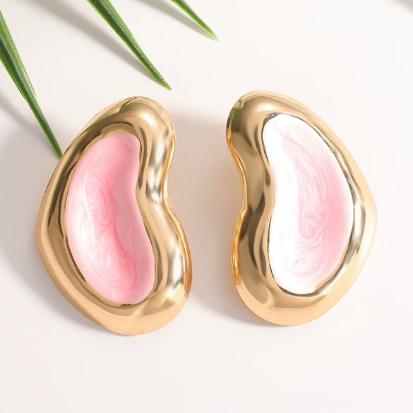 Colorful Irregular Oval Geometric Earrings With Enamel Finish And Stainless Steel Posts Fashion Jewelry For Women And Men Wholesale