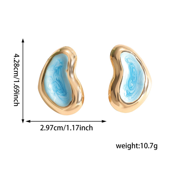 Colorful Irregular Oval Geometric Earrings With Enamel Finish And Stainless Steel Posts Fashion Jewelry For Women And Men Wholesale