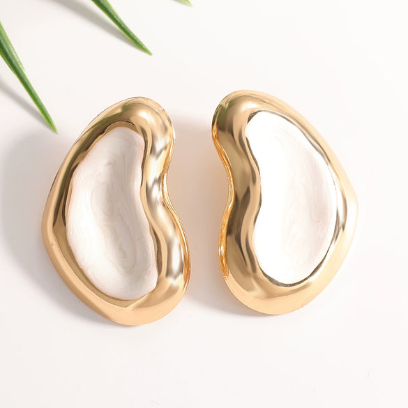 Colorful Irregular Oval Geometric Earrings With Enamel Finish And Stainless Steel Posts Fashion Jewelry For Women And Men Wholesale