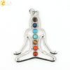 Colorful Natural Stone And Alloy Seven Leaf Flower Moon Angel Wing Geometric Pendant Simple Fashion Jewelry
