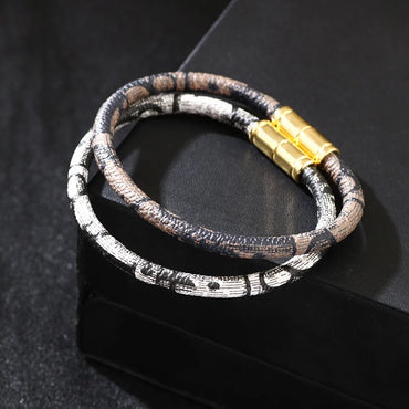 Colorful Pu Leather Couple Alloy Magnetic Buckle Bracelet