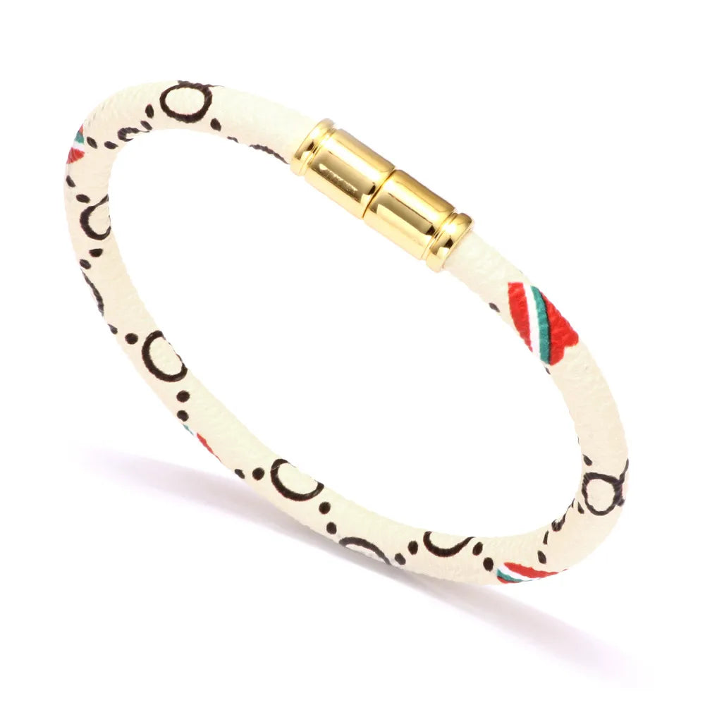 Colorful Pu Leather Couple Alloy Magnetic Buckle Bracelet