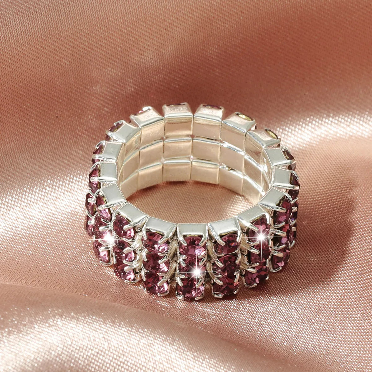 Colorful Purple Romantic Rhinestone Alloy Elastic Ring