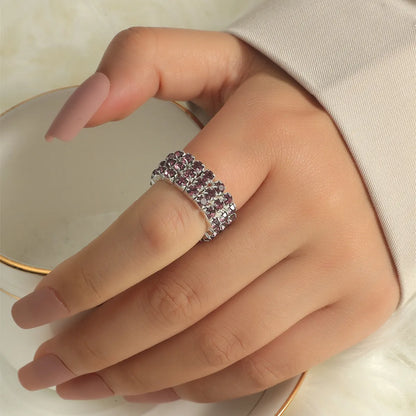 Colorful Purple Romantic Rhinestone Alloy Elastic Ring