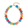 Colorful Resin Beaded Necklace With Mixed Round Geometric Beads And Electroplated Light Luxury Style For Women