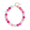 Colorful Resin Beaded Necklace With Mixed Round Geometric Beads And Electroplated Light Luxury Style For Women