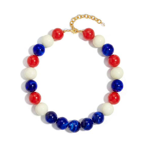 Colorful Resin Beaded Necklace With Mixed Round Geometric Beads And Electroplated Light Luxury Style For Women
