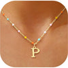 Colorful Resin Letter Pendant Necklace For Women With Gold Tone Stainless Steel Choker Chain Electroplated Light Luxury Style