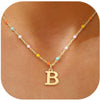 Colorful Resin Letter Pendant Necklace For Women With Gold Tone Stainless Steel Choker Chain Electroplated Light Luxury Style