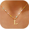 Colorful Resin Letter Pendant Necklace For Women With Gold Tone Stainless Steel Choker Chain Electroplated Light Luxury Style