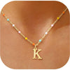 Colorful Resin Letter Pendant Necklace For Women With Gold Tone Stainless Steel Choker Chain Electroplated Light Luxury Style