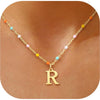 Colorful Resin Letter Pendant Necklace For Women With Gold Tone Stainless Steel Choker Chain Electroplated Light Luxury Style