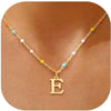 Colorful Resin Letter Pendant Necklace For Women With Gold Tone Stainless Steel Choker Chain Electroplated Light Luxury Style