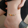 Colorful Smiley Titanium Steel Anklet For Girls With 18K Gold Bead Design Snake Bone Chain Vacuum Furnace Electroplated Cartoon Characters Styling