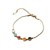 Colorful Smiley Titanium Steel Water Whip Chain Bracelet And Foot Chain With 18K Gold Bead Design Light Luxury Style Dripping Oil Treatment For Girls