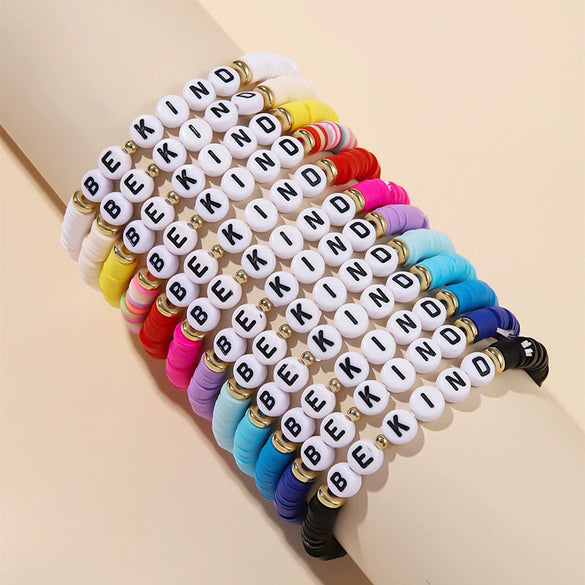 Colorful Soft Pottery Letter Bracelet Minimalist Style For Women And Unisex
