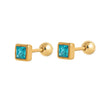Colorful Twelve Birthstone Square Geometric Earrings And Necklace Accessories For Women Titanium Steel Material With Diamonds Design