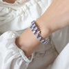 Colorful Zircon Diamond Shaped Open Bracelet In Titanium Steel With Electroplating For Women