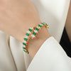 Colorful Zircon Diamond Shaped Open Bracelet In Titanium Steel With Electroplating For Women