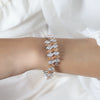 Colorful Zircon Diamond Shaped Open Bracelet In Titanium Steel With Electroplating For Women