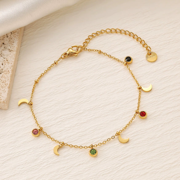 Colorful Zircon Geometric Pattern Titanium Steel 18K Gold Plated Bracelets For Women Fashionable Jewelry Accessories