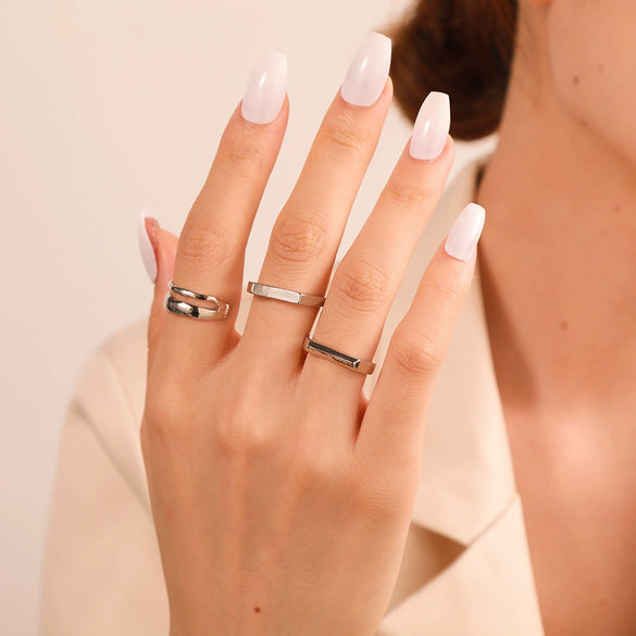 Combination Oil Drop Ring Alloy Electroplated Geometric Style Unisex